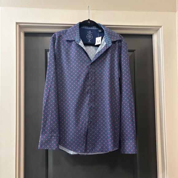 Men's Warehouse Blue Patterned Shirt - Picture 1 of 7